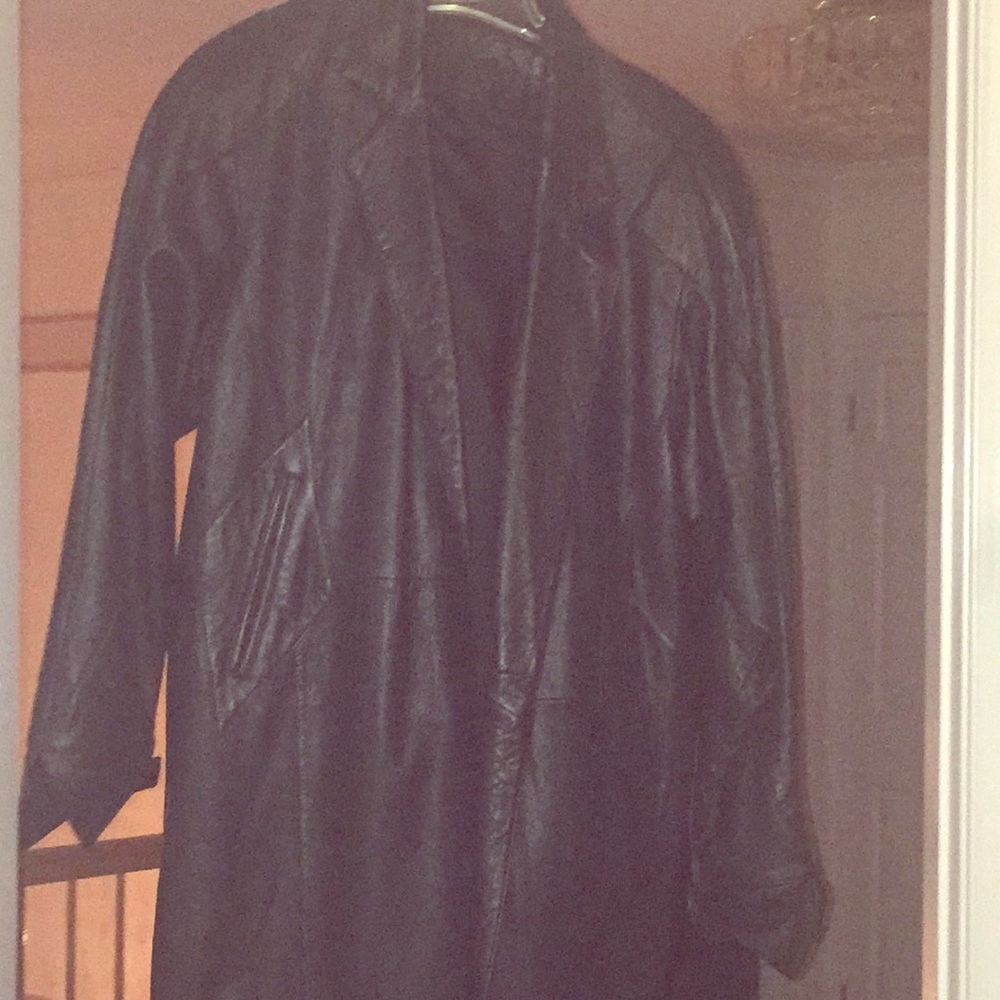 Leather trench coat